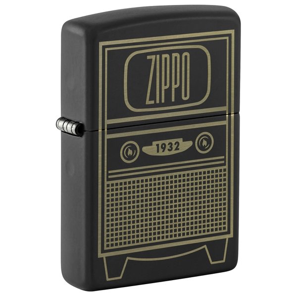 Zippo Vintage TV Design Black Matte Pocket Lighter 48619